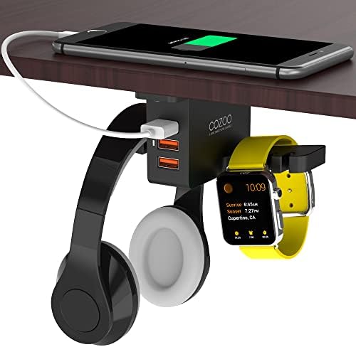 Dual Headphone Stand Under Desk Headphone Headset Holder Mou...