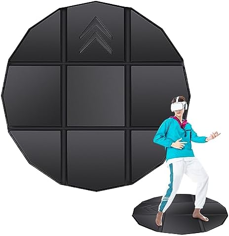 Foldable VR Mat - 39.5" Round Large Mat, Non-Slip PU Floor M...