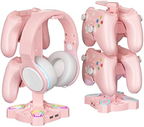 KDD RGB Headphone Stand with 9 Light Modes - Rotatable Pink ...