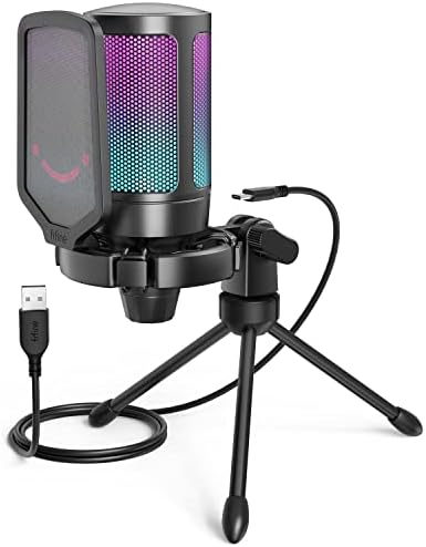 FIFINE Gaming USB Microphone for PC PS5, Condenser Mic with ...