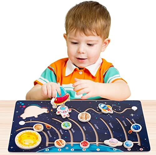 HONGDDY Wooden Solar System Puzzles for Kids Ages 3-5, Toddl...