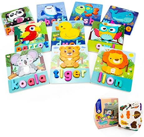 SENNIRO Wooden Toddler Puzzles Ages 2-4 with Spelling Learni...