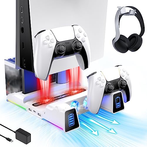 NexiGo PS5 Slient Cooling Stand with RGB LED Light, Dual Cha...