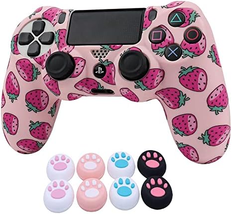 ROTOMOON Pinkstrawberry Silicone Controller Skins for PS4 wi...