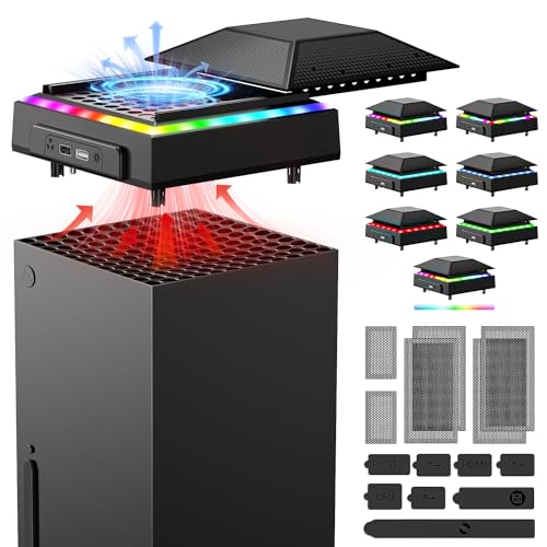 RGB Cooling Fan for Xbox Series X with Dust Filter & 7 RGB L...