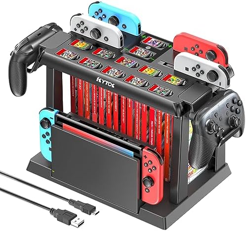 Switch Games Organizer Station with Controller Charger, Char...