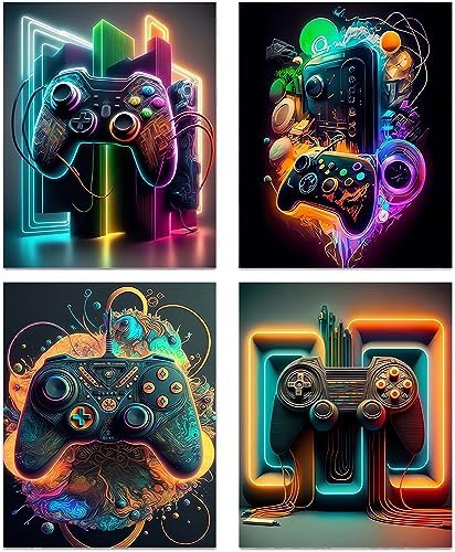 TOCDGOO Gaming Controller Wall Art Game Wall Decor, Retro Vi...