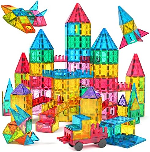 Jasonwell 65pcs Magnetic Tiles Building Blocks Set for Boys ...