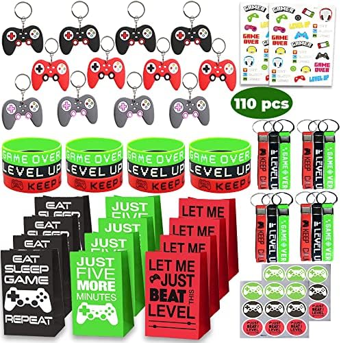 110 Pcs Video Game Party Favors, Gamer party Favors - 12 set...