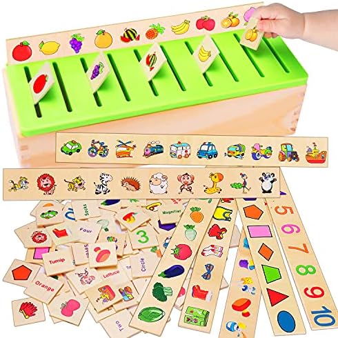 Wooden Sorting Box Montessori Toys for Toddlers 1+ 2 3 4 Yea...