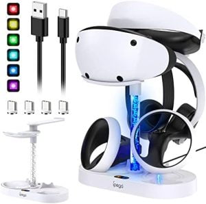 Charging Station for PS VR2 Controller with RGB Light Bar, M...