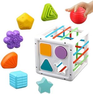 Baby Sensory Shape Sorter Blocks Toy - Activity Cube Bins - ...