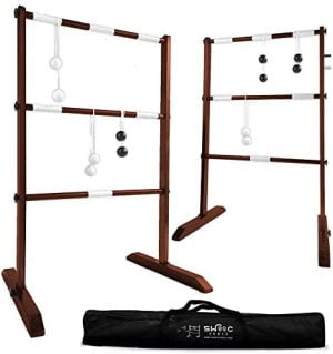 SWOOC Games - Wooden Ladder Ball Game Set (Weather Resistant...