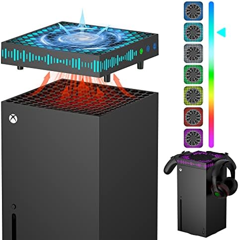 Cooling Fan for Xbox Series X with RGB LED Light Strip & 3 D...