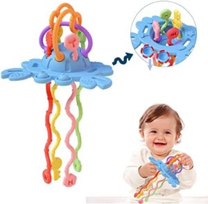 KOESMG Baby Silicone Pull String Activity Toys with Press Di...