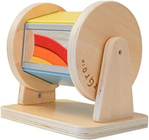 DISCOVERGRO Montessori Wooden Rainbow Spinning Toy Drum | Mo...