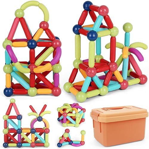 lecover 64 PCS Large Magnetic Building Blocks Toy, Fun & Edu...