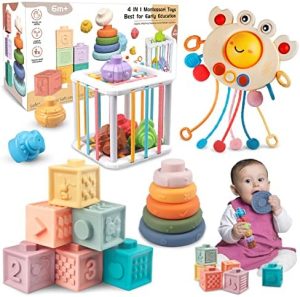 4 in 1 Plunack Baby Toys 6-12 Months, Montessori Toys for Ba...