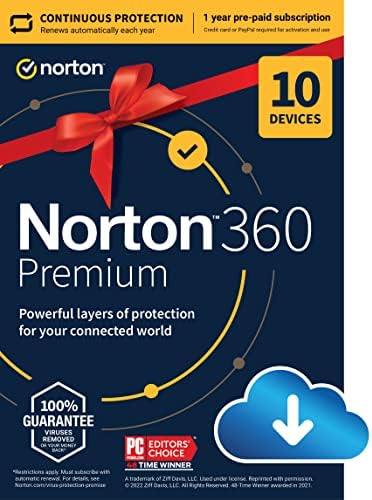 Norton 360 Premium, 2024 Ready, Antivirus software for 10 De...