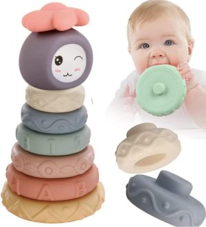 Maseata 8-Piece Mini Baby Stack and Ferrule Toys Sensory Edu...