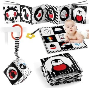 SAMMAS 3 Pcs Black and White High Contrast Baby Toys 0-6 Mon...