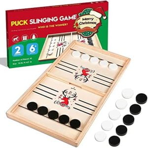 LAKOWN Fast Sling Puck Game Desktop Battle Wooden Hockey Gam...