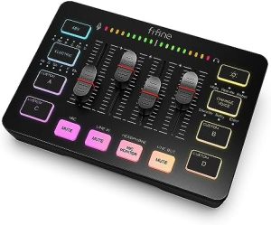 FIFINE Gaming Audio Mixer, Streaming RGB PC Mixer with XLR M...