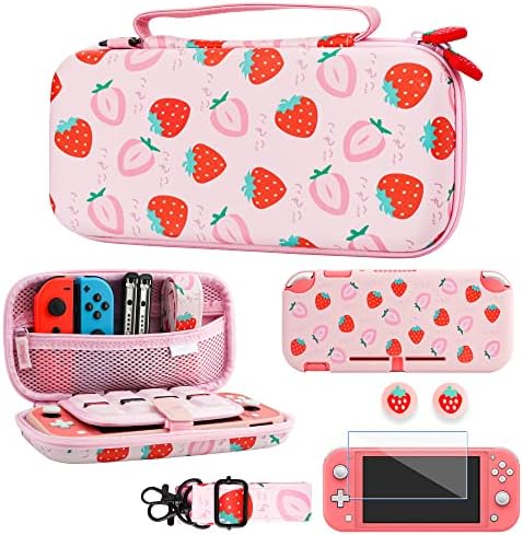 GLDRAM Strawberry Case for Nintendo Switch Lite, Pink Cute T...