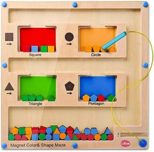 LiKee Magnetic Color Maze, Wooden Montessori Toys for 2 3 Ye...