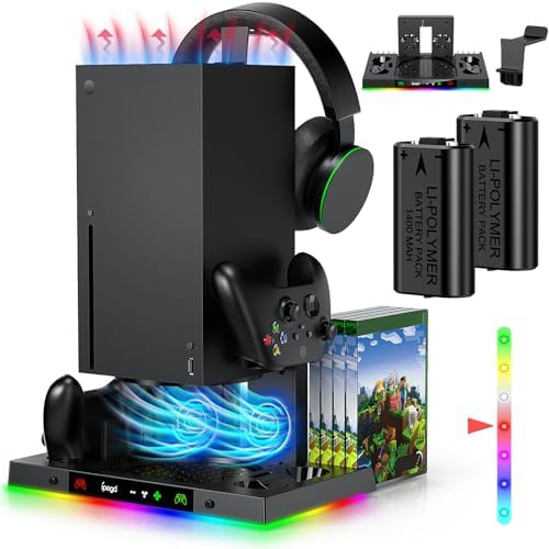 LED Cooling Stand and Charging Station for Xbox Series X Con...