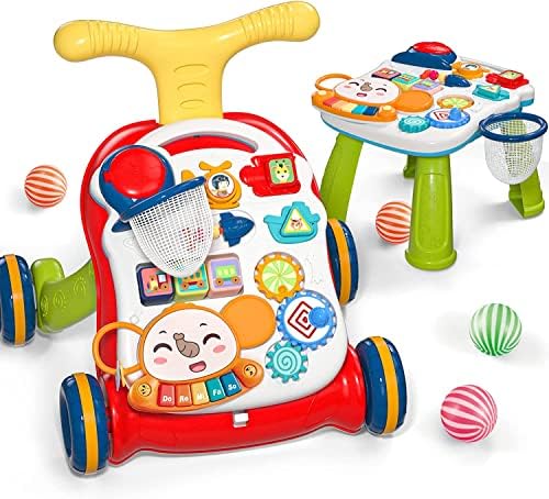 CUTE STONE Sit-to-Stand Learning Walker, 2 in 1 Baby Walker,...