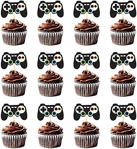 Kawailay 24 Pcs Video Game Controllers Cupcake Toppers Gamep...